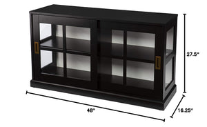 Black Curio Cabinet with Sliding Glass Doors