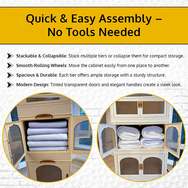 120QT Stackable Storage Bins with Lids and Wheels – 4 Pack