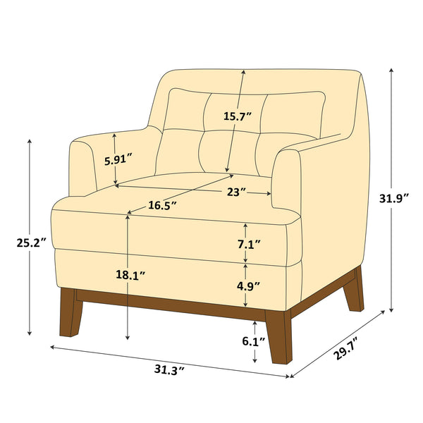 Oversized Accent Chair – Terry Fabric, Mid-Century Modern Reading Chair