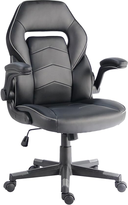 Ergonomic Gaming Chair with Flip-Up Armrests & 360° Swivel