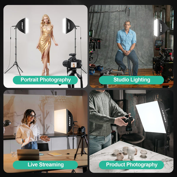 Softbox Photography Lighting Kit with LED Bulb & Remote Control