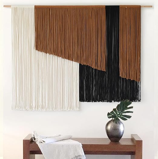 Large Boho Macrame Wall Hanging – Sunset Dip Dye Cotton Tapestry