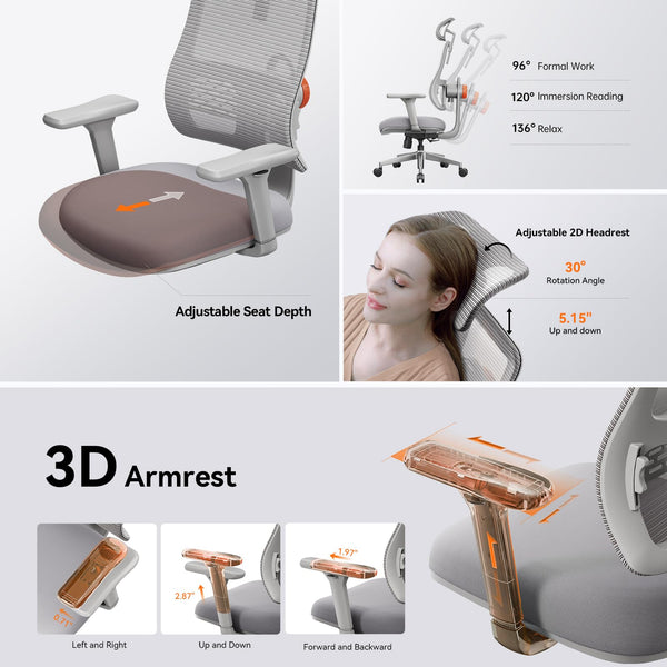 Ergonomic High-Back Office Chair with Auto Lumbar Support