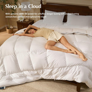 White Goose Down Comforter – All Season Baffle Box Duvet Insert