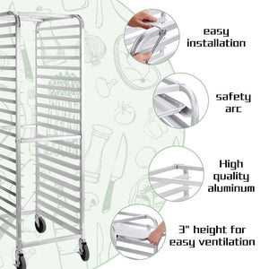 20-Tier Aluminum Bun Pan Rack with Wheels