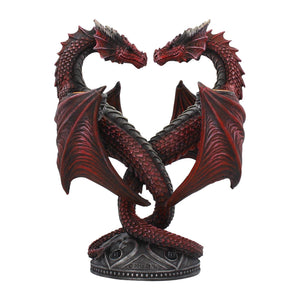 Dragon Heart Candle Holder — Hand-Painted Resin, Red, 23cm
