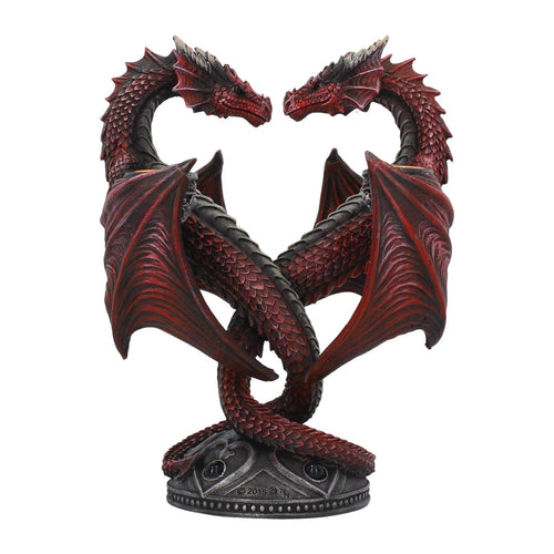 Dragon Heart Candle Holder — Hand-Painted Resin, Red, 23cm