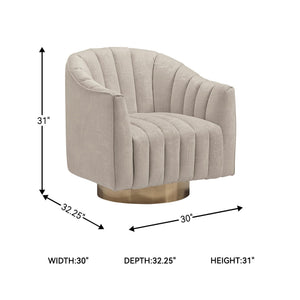 Velvet Swivel Accent Chair – Beige & Gold