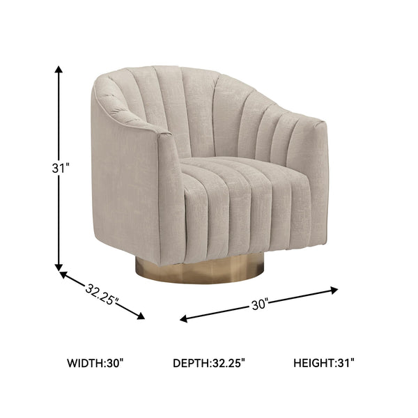 Velvet Swivel Accent Chair – Beige & Gold