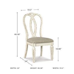 French Country Ribbon Back Dining Chairs — Set of 2, Chipped White