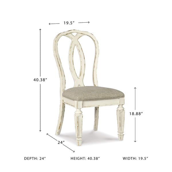 French Country Ribbon Back Dining Chairs — Set of 2, Chipped White