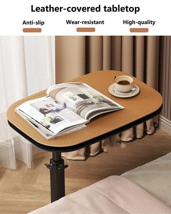 C-Shaped Adjustable Height End Table with 360° Swivel – Orange