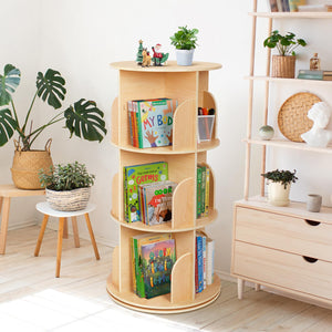 Rotating Corner Bookshelf – 2, 3 & 4-Tier Wood Bookcase