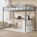 Twin Size Metal Loft Bed with Staircase & Arched Guardrail