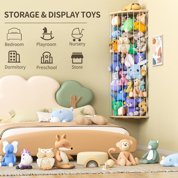 Corner Stuffed Animal Toy Organizer Shelf