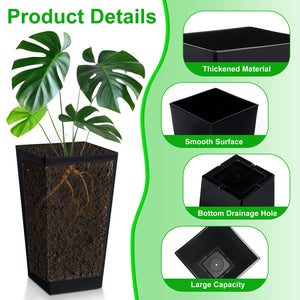 Set of 4 Tall Outdoor Planters with Drainage Hole