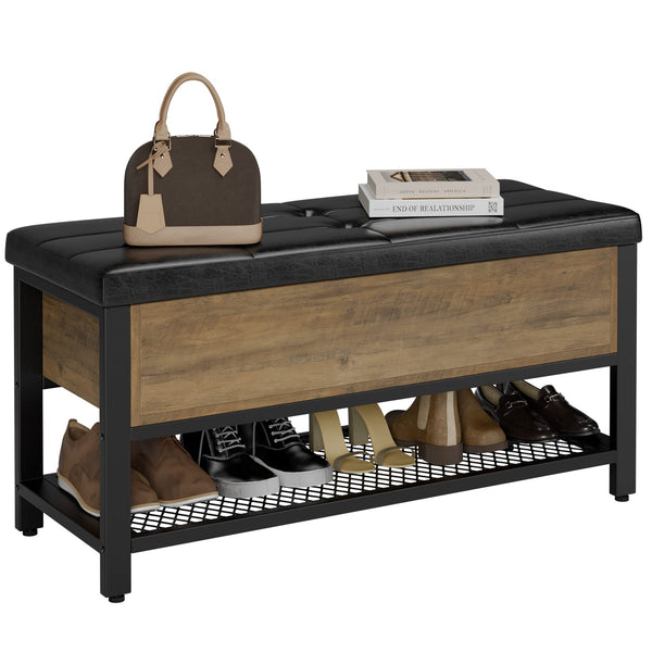 Storage Bench with Flip-Open Lid & Padded Seat