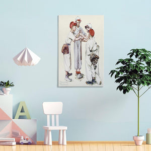 Norman Rockwell Four Sporting Boys Framed Canvas Print 20x30