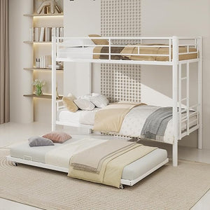Metal Bunk Bed Twin Over Twin with Safety Guardrail