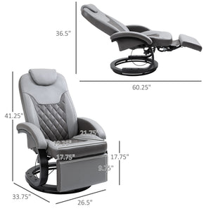Grey Swivel Recliner Chair with Footrest