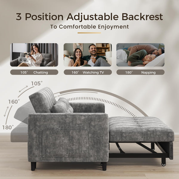 Convertible Sleeper Sofa Bed with Adjustable Backrest