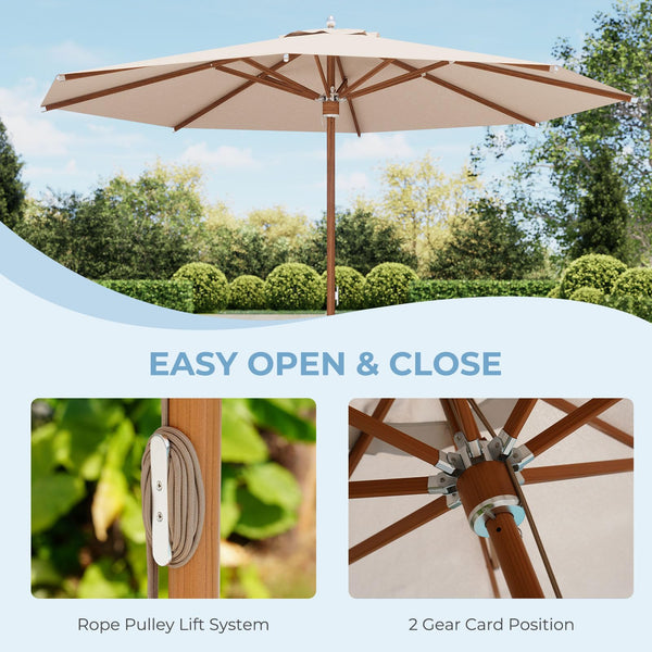 11 FT Round Patio Umbrella with Aluminum Ribs & Pulley Lift