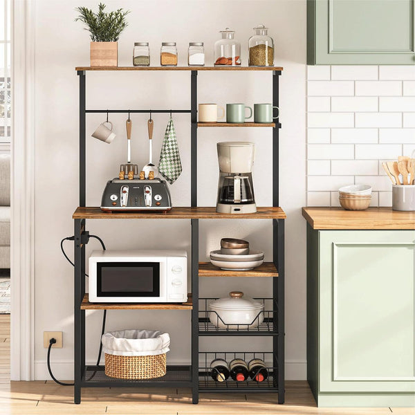 6-Tier Baker's Rack with Power Outlets & Wire Baskets