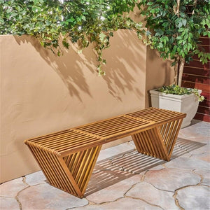 Acacia Wood Outdoor Bench with Teak Finish