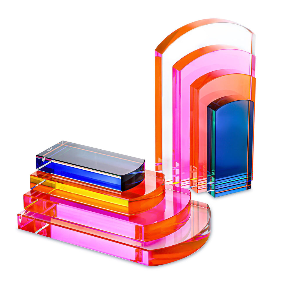 Crystal Geometric Bookends – Colorful Non-Skid Decorative Set of 2