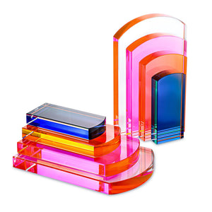Crystal Geometric Bookends – Colorful Non-Skid Decorative Set of 2