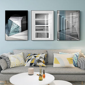 Abstract Geometric Wall Art Set – 3-Piece Framed Prints, 24x32 Inches