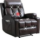 Manual Recliner Chair with Massage, Heat & Cup Holders