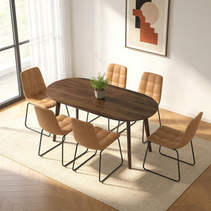 63" Oval Dining Table for 4–6 – Mid-Century Modern with Solid Wood Legs