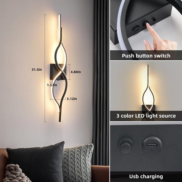 Battery Operated LED Wall Sconces Set of 2 – Dimmable, Remote Control