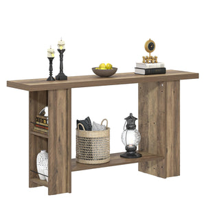 53-Inch 2-Tier Farmhouse Console Table with Side Shelves