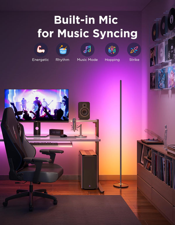 RGBIC Smart LED Floor Lamp with Music Sync, 1000lm