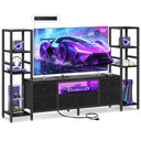 TV Stand with LED Lights, Power Outlets & 5 Fabric Drawers – 71" & 87"