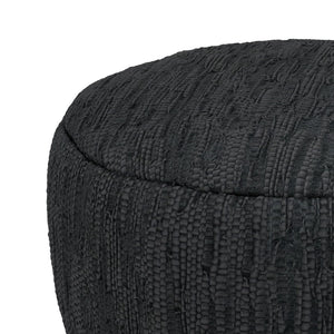 30-Inch Round Genuine Leather Pouf Ottoman