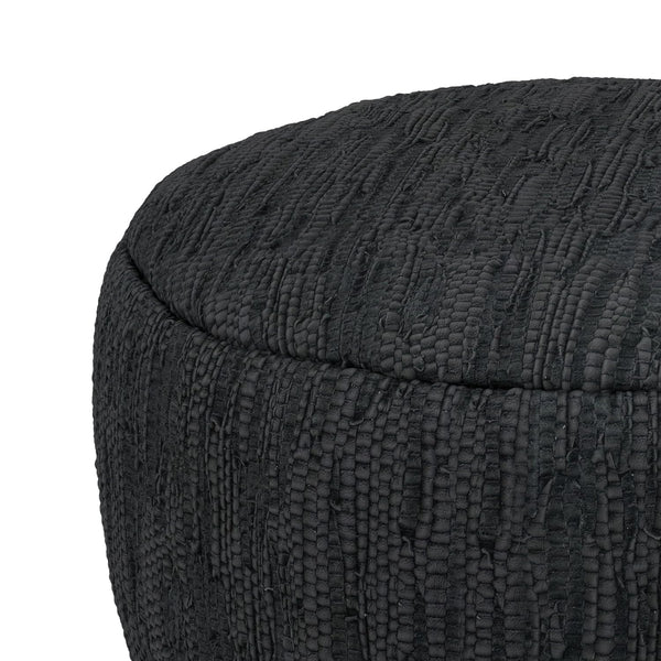 30-Inch Round Genuine Leather Pouf Ottoman