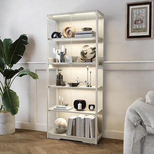 5-Tier Glass Display Cabinet with LED Lights & Motion Sensor