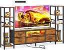 TV Stand with LED Lights, Power Outlets & 5 Fabric Drawers – 71" & 87"