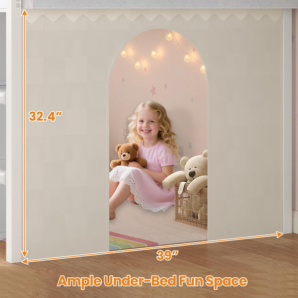 Twin Size Kids Loft Bed with Storage Drawers & LED Lights