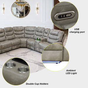 Power Reclining Sectional Sofa with USB Ports & Storage