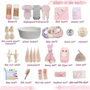 27-Piece Baby Girl Newborn Gift Basket Set