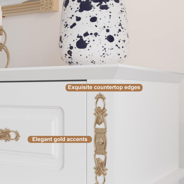 9-Drawer Dresser with Gold Knobs – Wide Bedroom Storage Chest