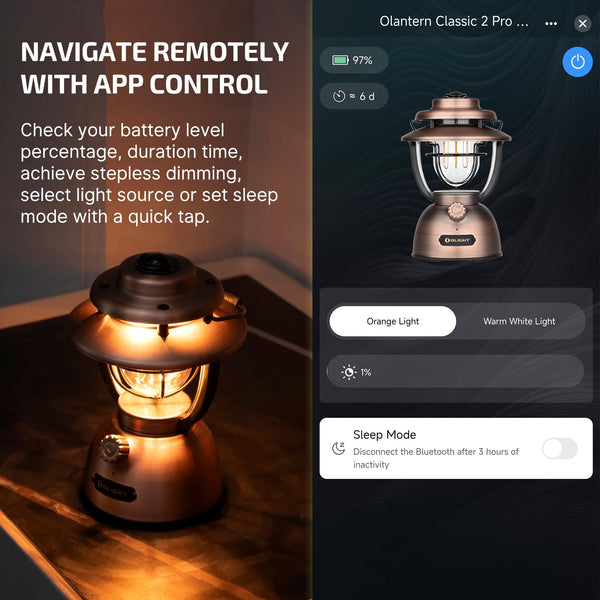 Rechargeable LED Camping Lantern – 300 Lumens, App Control, IP55, Vintage Bronze