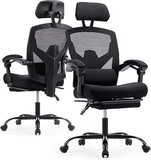 Ergonomic Office Chair with Footrest & Reclining Mesh Back