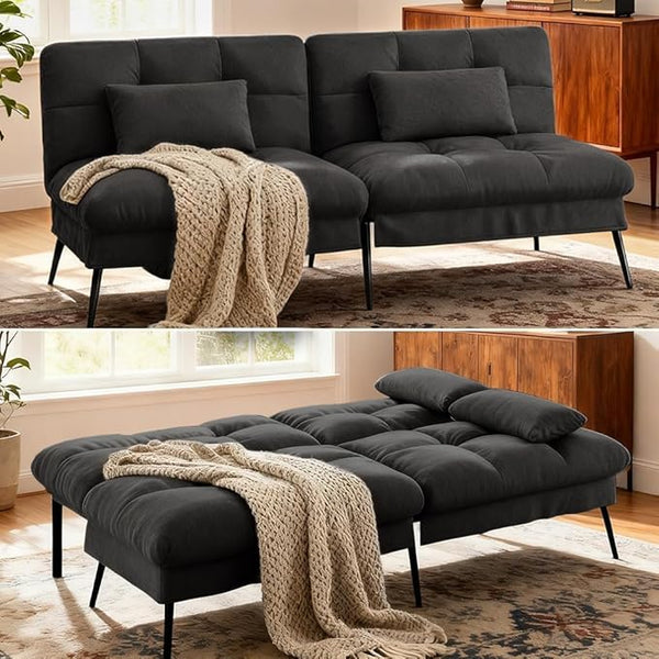 Convertible Futon Sofa Bed with Adjustable Backrest