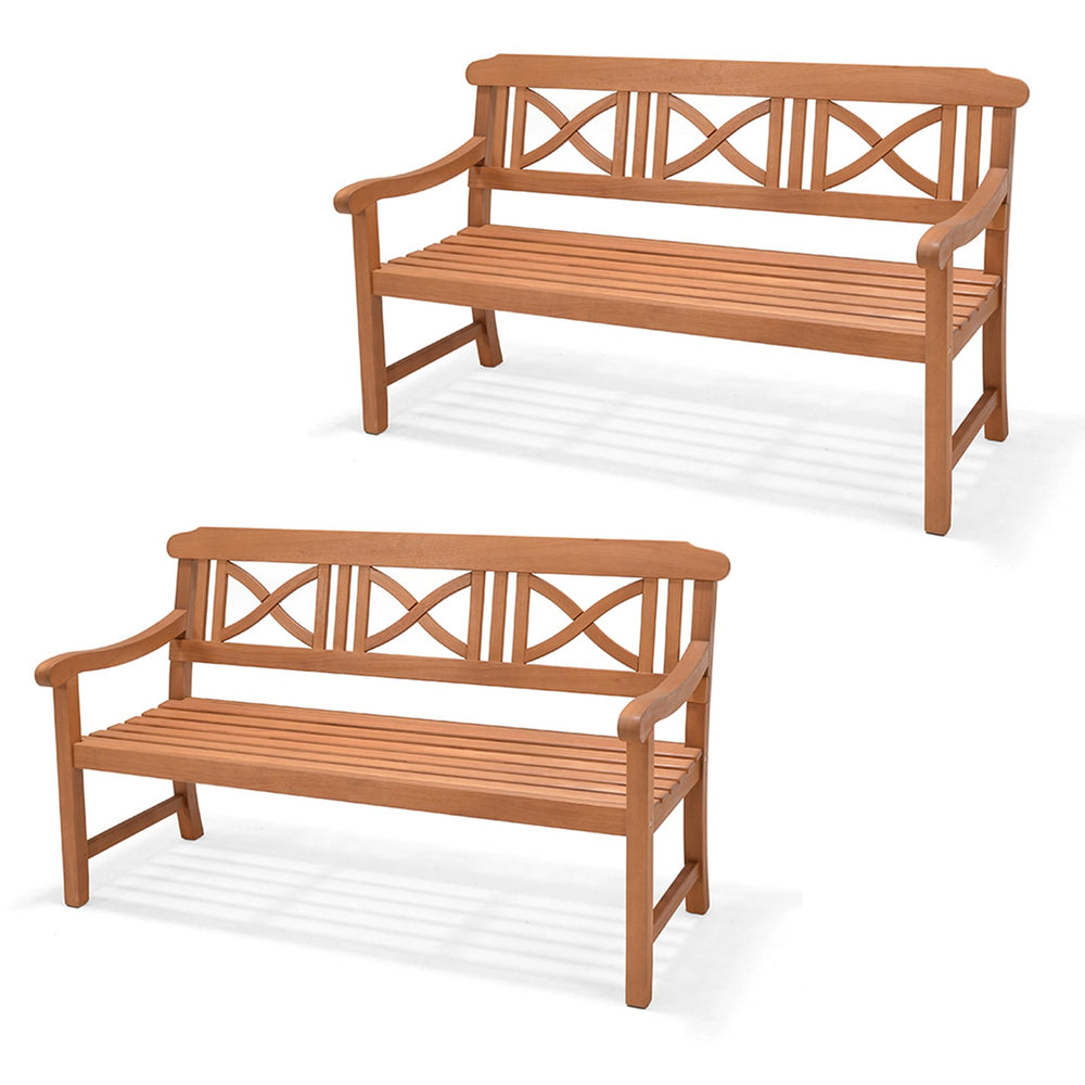 2-Piece Eucalyptus Outdoor Patio Bench