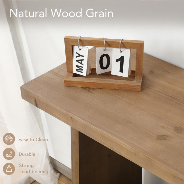 Solid Wood Console Table with Storage Shelf, 43.3"